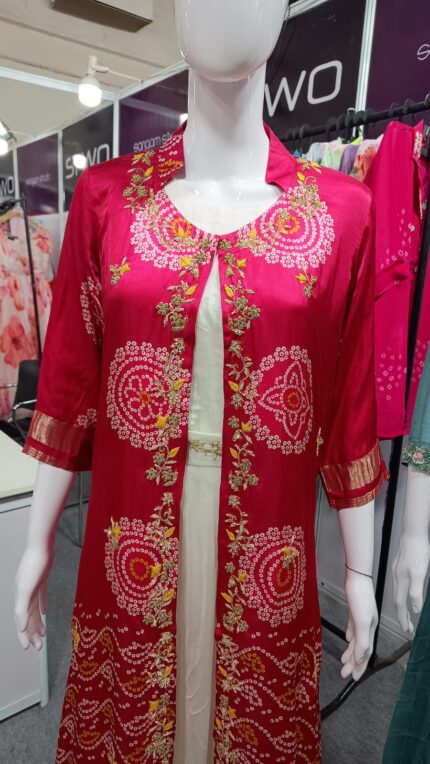 Jipuri Pink Embroidery Kurti for Women