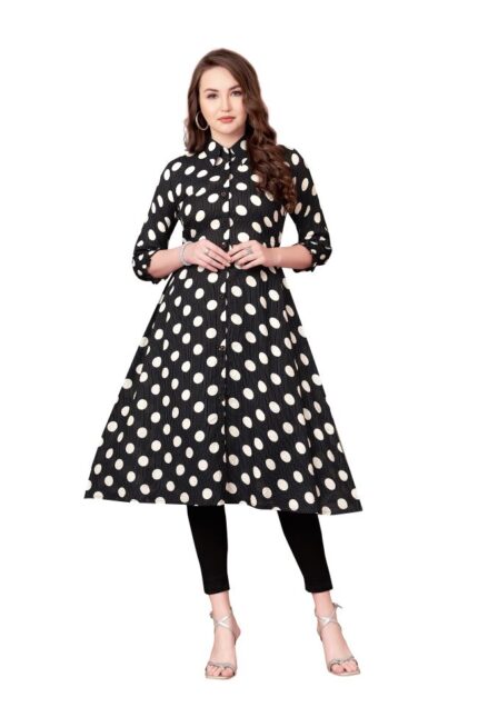 Black Polka Dot Kurti for Women