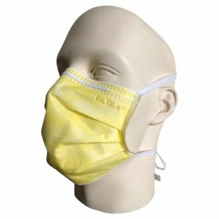 Yellow Non Woven 3-Ply Tie On Mask Premier BFE/PFE 99%