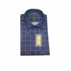 Lewis Marker Blue Men Checks Giza Cotton Shirt