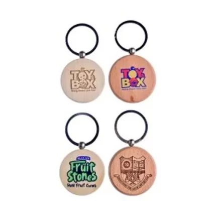 Round Wooden Key Chain
