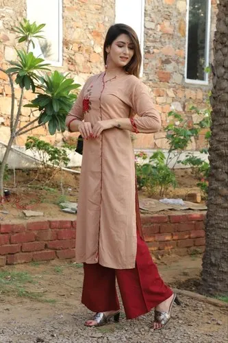 Rose Embroidered Palazzo Suit