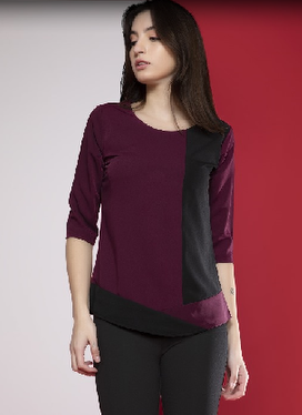 Women Maroon 3/4 sleeves top