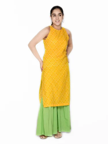 Yellow and Green Sharara Kurta set
