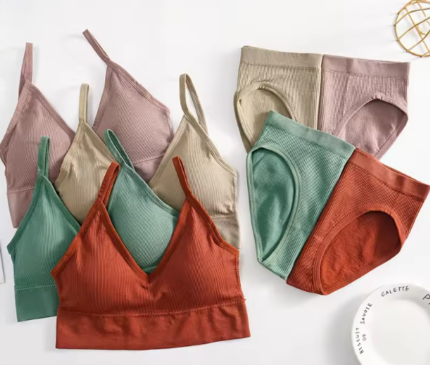 Womens Sexy U Back Underwear Set Triangle Cup Pad Backless Sports Bra & Brief Sets