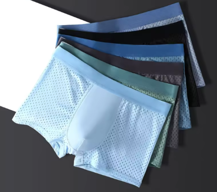 High Quality Ice Silk Mesh Perforated Breathable Underwear Men's Solid Color Soft