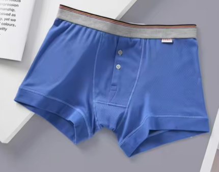 Classic solid 100% Cotton stretch shorts Open Fly Pouch Men's underwear