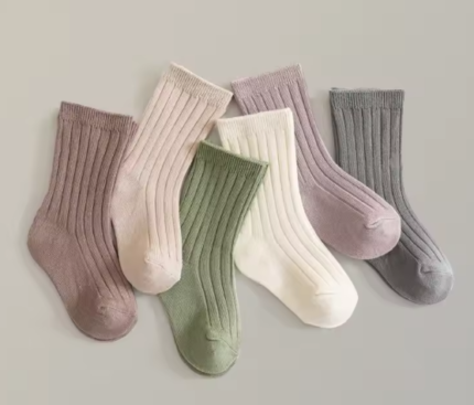 Mid length baby socks newborn combed cotton anti slip newborn kid socks