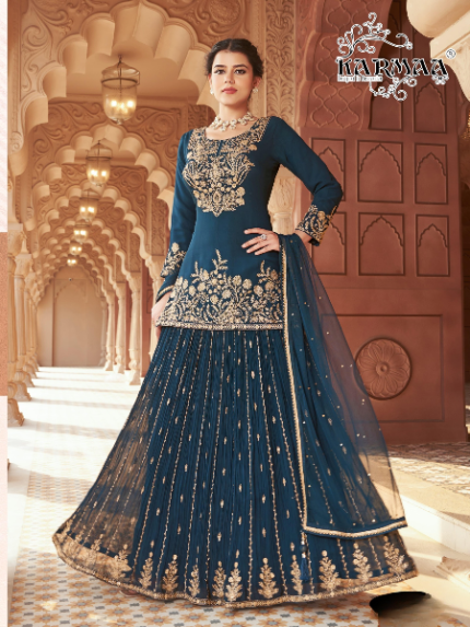 Peacock Blue Net Salwar Kameez