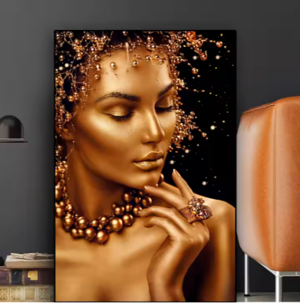 Black and Gold Woman Oil Painting